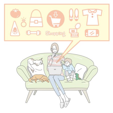 Illustration for People shopping online using smartphones - Royalty Free Image