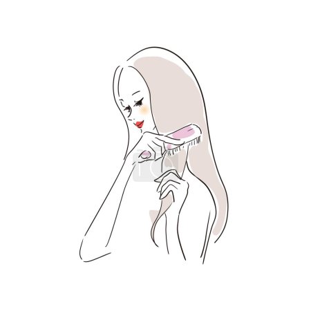 Illustration variation of a woman taking care of her hair