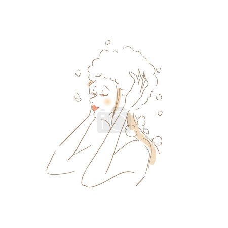 Variación ilustrativa de una mujer cuidando su cabello