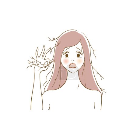 Illustration variation of a woman taking care of her hair