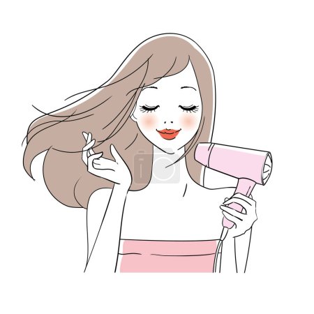 Illustrationsvariante einer Frau, die sich um ihre Haare kümmert