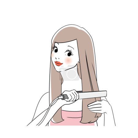 Illustrationsvariante einer Frau, die sich um ihre Haare kümmert