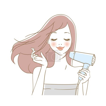 Variación ilustrativa de una mujer cuidando su cabello