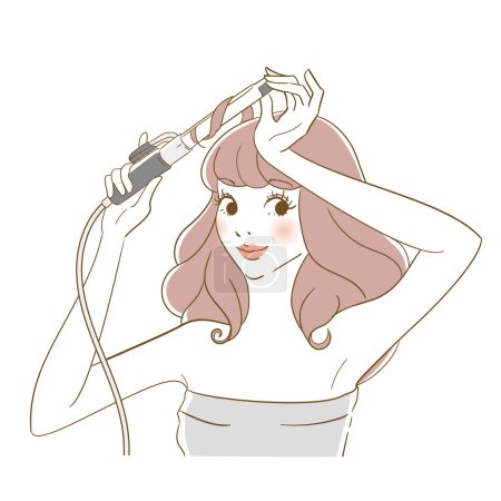 llustration variation of a woman taking care of her hair