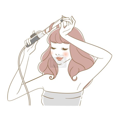 llustration variation d'une femme prenant soin de ses cheveux