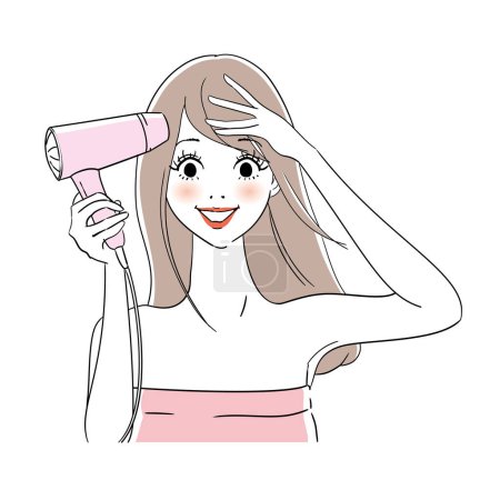 Téléchargez les illustrations : Llustration variation d'une femme prenant soin de ses cheveux - en licence libre de droit