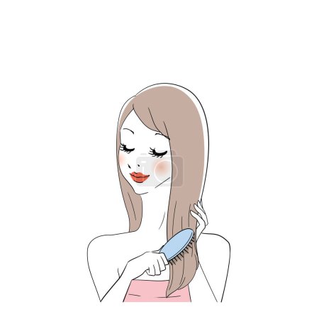 Illustration for Llustration variation of a woman taking care of her hair - Royalty Free Image