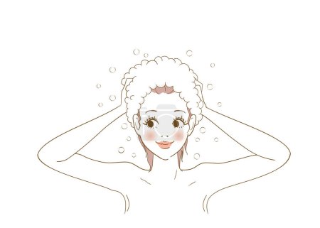 Illustration for Llustration variation of a woman taking care of her hair - Royalty Free Image