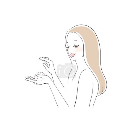 llustration variation of a woman taking care of her hair