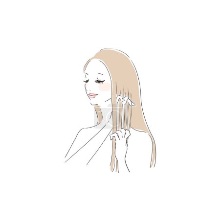 Llustration Variation einer Frau, die sich um ihre Haare kümmert