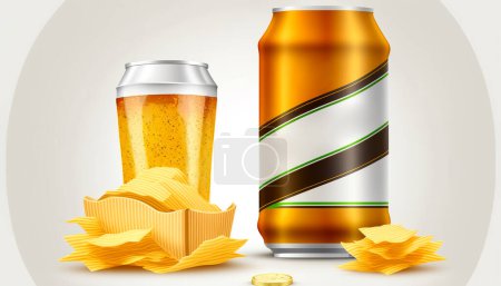 Photo for Beer and chips close-up on a light background isolated, snacks and alcohol. - Royalty Free Image