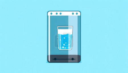 Téléchargez les photos : Un verre d'eau pétillante sur fond bleu, le concept d'une machine à eau. - en image libre de droit