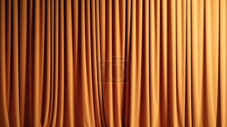 Closed orange drapes with satin velvet light effect for background.