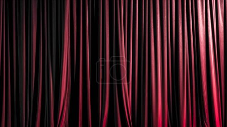 Téléchargez les photos : Rideaux fermés rouge foncé avec effet de lumière en velours satiné pour l'arrière-plan. - en image libre de droit
