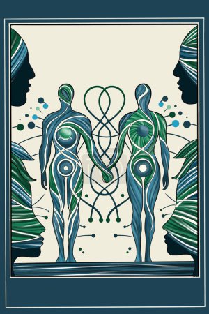 Ilustración de Unidad de dos almas. El entrelazamiento de las almas. El testimonio de un hombre y una mujer - Imagen libre de derechos