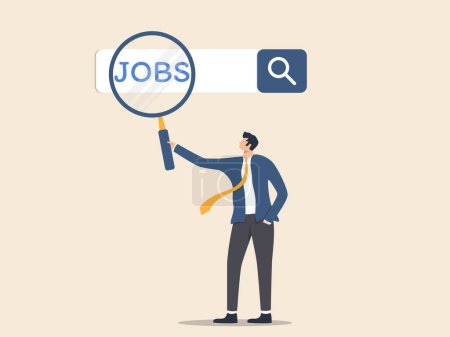 Ilustración de Buscando un nuevo trabajo, carrera o búsqueda de empleo, buscando oportunidades, buscando trabajo - Imagen libre de derechos