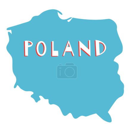 Vector dibujado a mano estilizado mapa de Polonia. Ilustración de viajes. Republic Of Poland Geography Illustration (en inglés). Elemento del mapa de Europa