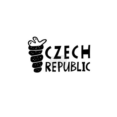Ilustración de Vector dibujado a mano República Checa etiqueta. Travel Europe Illustration. Ilustración de letras escritas a mano. Logo de símbolo checo - Imagen libre de derechos