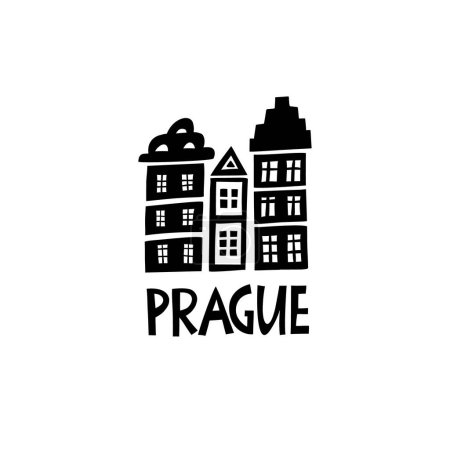 Illustration for Vector Hand Drawn Czech Republic Label. Travel Europe Illustration. Hand Written Lettering Illustration. Czech Symbol Logo - Royalty Free Image