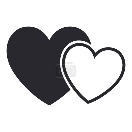Dos corazones amor símbolo signo plano vector ilustración