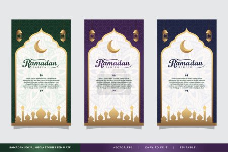 Elegante ramadán islámico kareem redes sociales historias plantilla colección