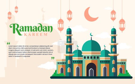 Photo for Islamic ramadan kareem banner background design template with mosque flat illustration - Royalty Free Image