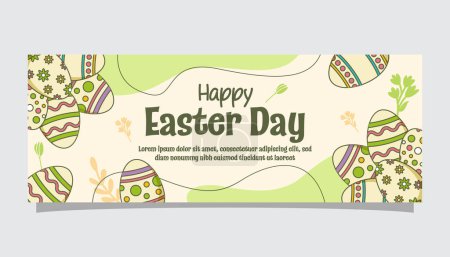 Photo for Easter day banner template with egg illustration doodle style - Royalty Free Image