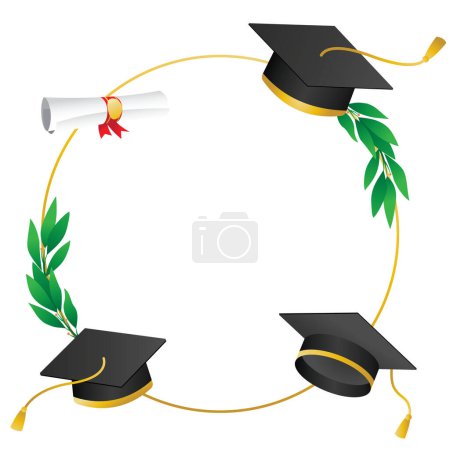 Abbildung einer Abschlussmütze und eines Diploms mit einem Banner, auf dem die Gratulationsklasse des Jahres 2024 steht
