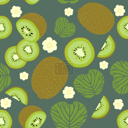 A seamless pattern of kiwi. vector illustration.