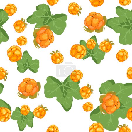 A seamless pattern of Cloudberry. vector illustration.