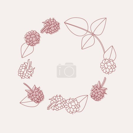 Téléchargez les illustrations : Vector illustration circle composition with raspberries. Trendy background with raspberries - en licence libre de droit