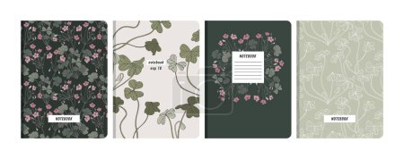 Illustration for Vector illustartion templates cover pages for notebooks, planners, brochures, books, catalogs. Floral background - Royalty Free Image
