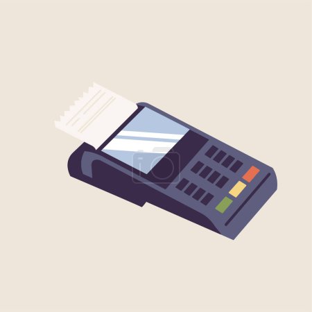 Illustration for Vector illustration of POS terminal with check. Wireless electronic payment and convenient financial transactions - Royalty Free Image
