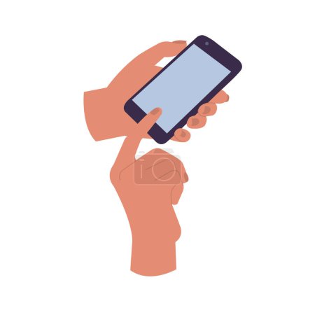Illustration for Vector illustrationset human hands holding smart phone isolates on a white background - Royalty Free Image