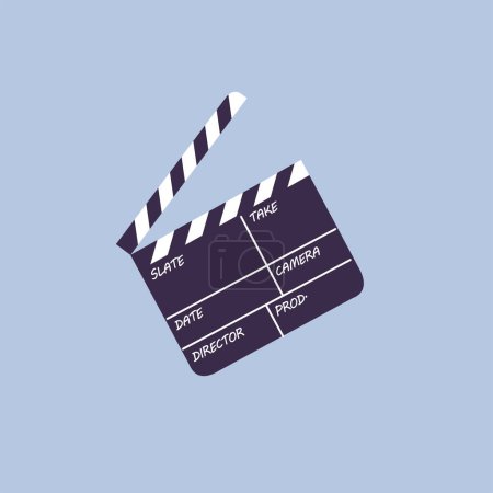 Téléchargez les illustrations : Illustration vectorielle projecteur de film vintage avec bobines isolées sur fond bleu - en licence libre de droit