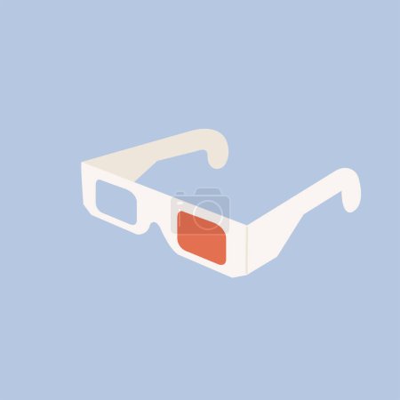Illustration for Vector illustration paper 3d glasses for movies with red and blue lenses isolated on blue background - Royalty Free Image