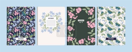 Illustration for Vector illustartion templates cover pages for notebooks, planners, brochures, books, catalogs. Flowers wallpapers - Royalty Free Image