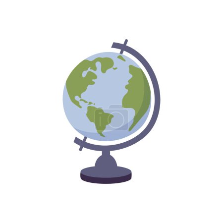 Téléchargez les illustrations : Illustration vectorielle géographie école globe terrestre isolé sur fond blanc - en licence libre de droit