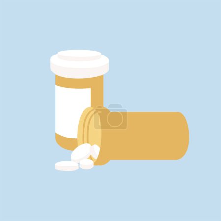Téléchargez les illustrations : Illustration vectorielle bouteilles de pilules. récipient de capsules médicales - en licence libre de droit