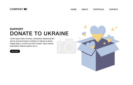 Illustration for Vector Illustrations template design of landing page concept of donation and charity. Help for Ukraine - Royalty Free Image