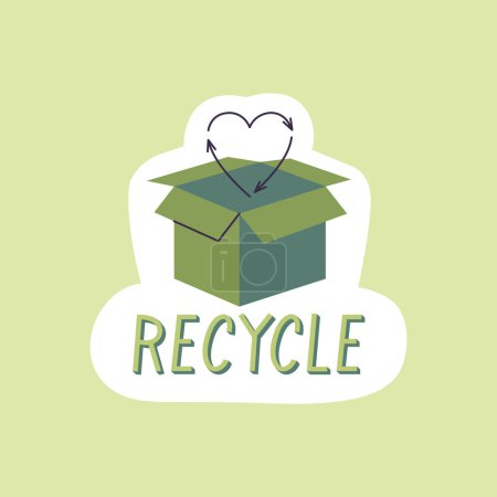 Illustration for Vector illustration eco sticker - recycle quote with green biodegradable package - Royalty Free Image