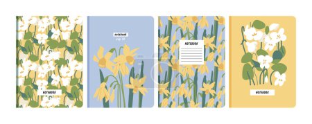 Illustration for Vector illustartion templates cover pages for notebooks, planners, brochures, books, catalogs. Flowers wallpapers with with tulip and bindweed - Royalty Free Image