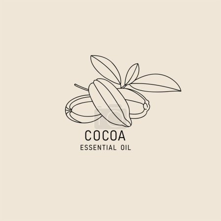 Illustration for Vector packaging design element and icon in linear style - cocoa oil - healthy vegan food. Logo sign - Royalty Free Image