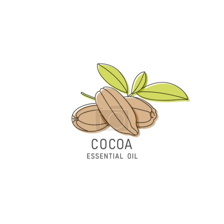 Illustration for Vector packaging design element and icon in linear style - cocoa oil - healthy vegan food. Logo sign - Royalty Free Image
