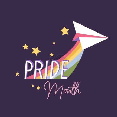 Illustration for Vector illustration card with LGBTQ community symbols and quote. Pride Month decorations - Royalty Free Image