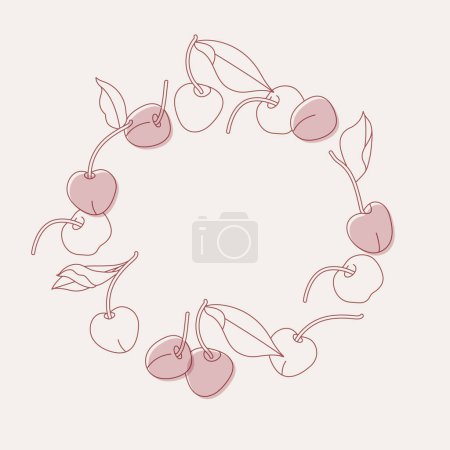 Téléchargez les illustrations : Vector illustration circle composition with cherry fruits. Trendy background with cherries - en licence libre de droit