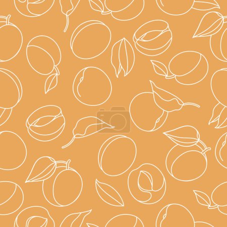 Illustration for Vector seamless pattern with peaches or apricots. Vintage abstract design for paper, cover, fabric - Royalty Free Image