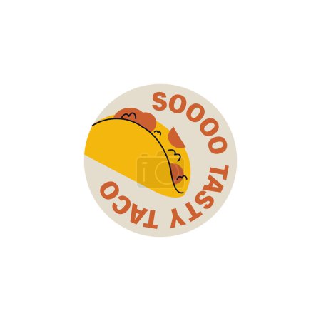 Illustration for Vector illustration for taco stickers. Colorful patch badge for junk food cafe - Royalty Free Image