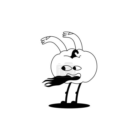 Ilustración de Ilustración vectorial carácter vegetal- calabaza enojada gritando. Pegatina para imprimir - Imagen libre de derechos