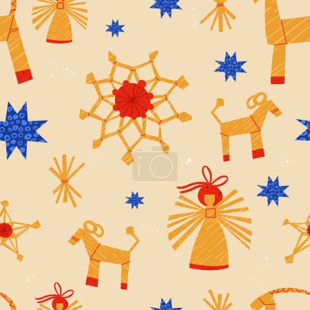 Illustration for Vector illustration design for Christmas greetings card. National ukrainian decoration isolated on white background. Seamless pattern - Royalty Free Image